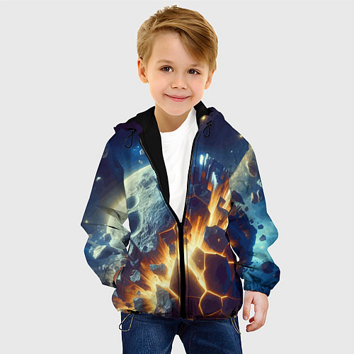 Детская куртка Взрыв планеты - космос от нейросети / 3D-Черный – фото 4
