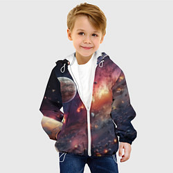 Куртка с капюшоном детская Космический мир, цвет: 3D-белый — фото 2