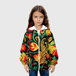 Куртка с капюшоном детская Хохлома акварель, цвет: 3D-белый — фото 2