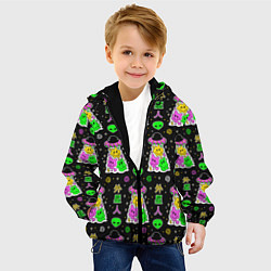Куртка с капюшоном детская Паттерн из НЛО, цвет: 3D-черный — фото 2
