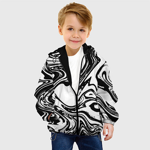Детская куртка Абстрактная черно-белая / 3D-Черный – фото 4