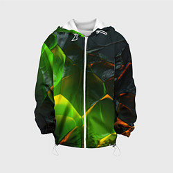 Куртка с капюшоном детская Зеленая абстрактная неоновая текстура, цвет: 3D-белый