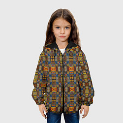 Куртка с капюшоном детская Абстрактные африканские совы, цвет: 3D-черный — фото 2