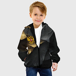 Куртка с капюшоном детская Золотой герб России на темном фоне, цвет: 3D-черный — фото 2