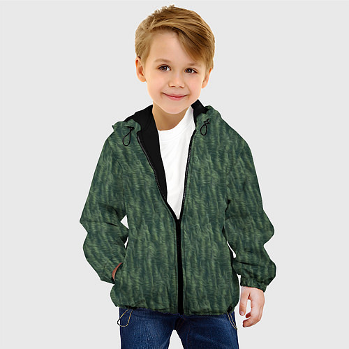 Детская куртка Зеленые клубы шерсти / 3D-Черный – фото 4
