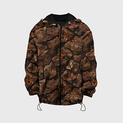 Куртка с капюшоном детская Элементаль земли текстура, цвет: 3D-черный