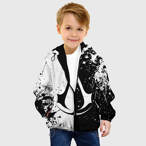 Детская куртка Assasins Creed - black and white / 3D-Черный – фото 4