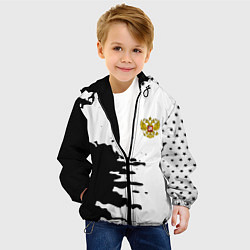 Куртка с капюшоном детская Россия герб звёзды в красках, цвет: 3D-черный — фото 2
