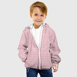 Куртка с капюшоном детская Розовый паттерн клетка, цвет: 3D-белый — фото 2
