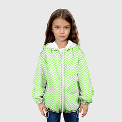 Куртка с капюшоном детская Светло-зелёный ломаные полосы, цвет: 3D-белый — фото 2