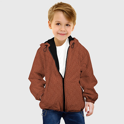 Детская куртка Коричневый однотонный текстурированный / 3D-Черный – фото 4