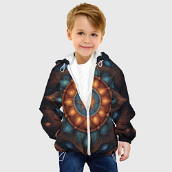 Куртка с капюшоном детская Симметричный орнамент - мандала узор со светящейся, цвет: 3D-белый — фото 2