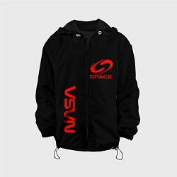 Куртка с капюшоном детская Nasa space red logo, цвет: 3D-черный