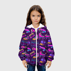 Куртка с капюшоном детская Ретро 80 атрибутика, цвет: 3D-белый — фото 2