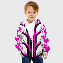 Куртка с капюшоном детская Чёрно-розовые полосы на белом фоне, цвет: 3D-белый — фото 2
