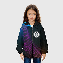 Куртка с капюшоном детская Yamaha neon hexagon, цвет: 3D-черный — фото 2