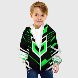 Куртка с капюшоном детская Полосы и зелёно-белый шестиугольник, цвет: 3D-белый — фото 2