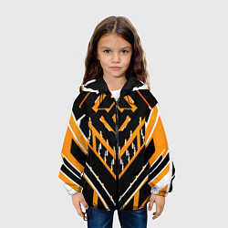 Куртка с капюшоном детская Жёлто-белые линии на чёрном фоне, цвет: 3D-черный — фото 2
