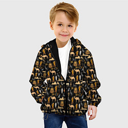 Куртка с капюшоном детская Древний Египет - паттерн, цвет: 3D-черный — фото 2