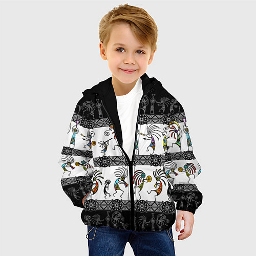 Детская куртка Кокопелли - боги индейцев хайда / 3D-Черный – фото 4