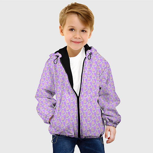 Детская куртка Паттерн сиреневый цветочный / 3D-Черный – фото 4