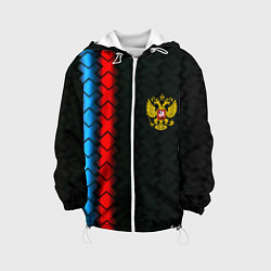 Куртка с капюшоном детская Россия спорт герб, цвет: 3D-белый