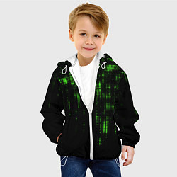 Куртка с капюшоном детская Геометрический эффект матрицы, цвет: 3D-белый — фото 2