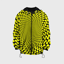 Куртка с капюшоном детская Ядовитая геометрическая иллюзия, цвет: 3D-черный