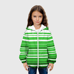 Куртка с капюшоном детская Бело-зелёный в полоску, цвет: 3D-белый — фото 2