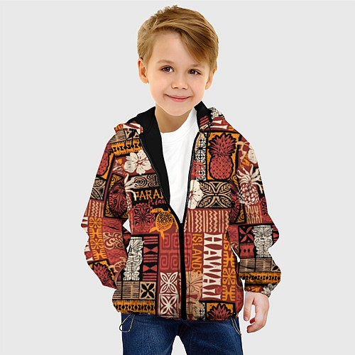 Детская куртка Гавайские острова - райский уголок / 3D-Черный – фото 4