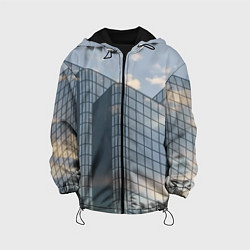 Куртка с капюшоном детская Городское небо и зеркальная многоэтажка, цвет: 3D-черный