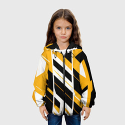 Куртка с капюшоном детская Black and yellow stripes on a white background, цвет: 3D-черный — фото 2