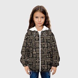 Куртка с капюшоном детская Африканский монохромный орнамент, цвет: 3D-белый — фото 2