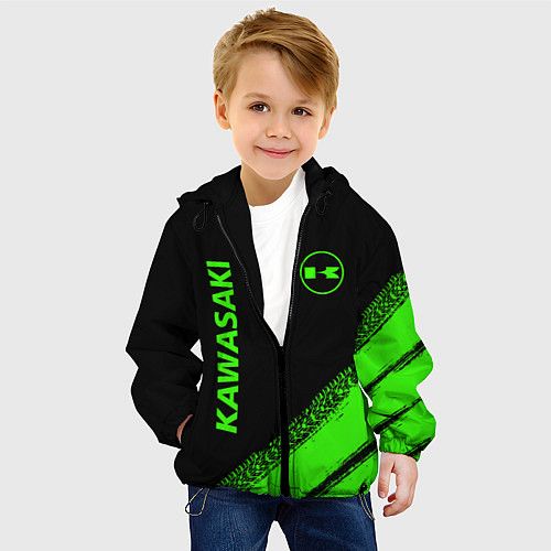 Детская куртка Kawasaki - logo / 3D-Черный – фото 4