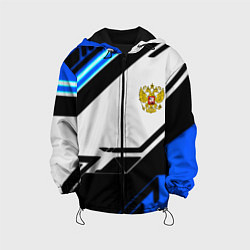 Куртка с капюшоном детская Россия геометрия текстура, цвет: 3D-черный