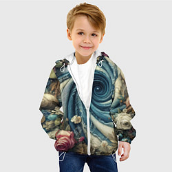 Куртка с капюшоном детская Джинсовая воронка нитки и цветы - нейросеть, цвет: 3D-белый — фото 2