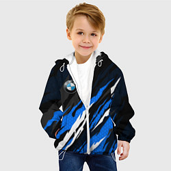 Куртка с капюшоном детская БМВ - синий гексагон, цвет: 3D-белый — фото 2