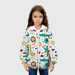 Куртка с капюшоном детская Животные джунглей, цвет: 3D-белый — фото 2
