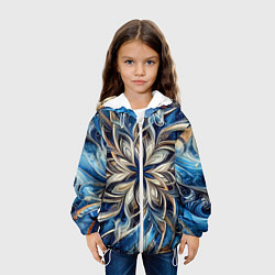 Куртка с капюшоном детская Джинса и цветочный орнамент - нейросеть, цвет: 3D-белый — фото 2