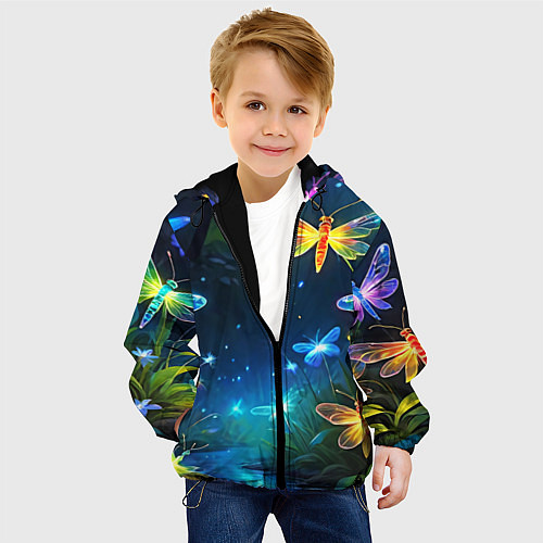 Детская куртка Сказочный лес - бабочки / 3D-Черный – фото 4