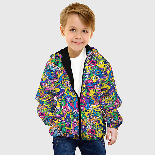 Детская куртка Рожицы разноцветные / 3D-Черный – фото 4