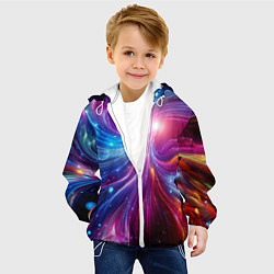 Куртка с капюшоном детская Неоновая абстракция - нейросеть, цвет: 3D-белый — фото 2