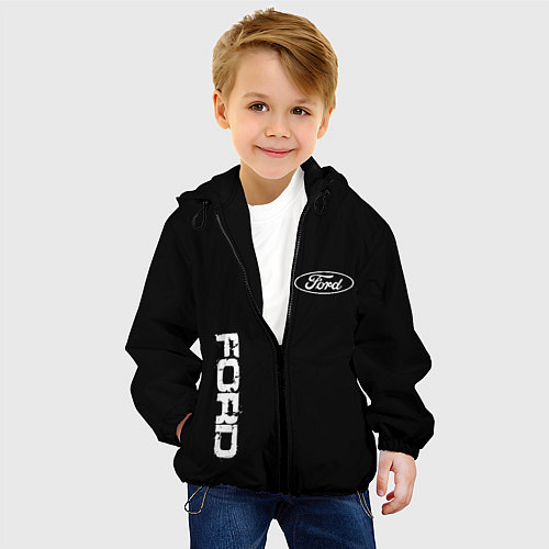 Детская куртка Ford logo white steel / 3D-Черный – фото 4