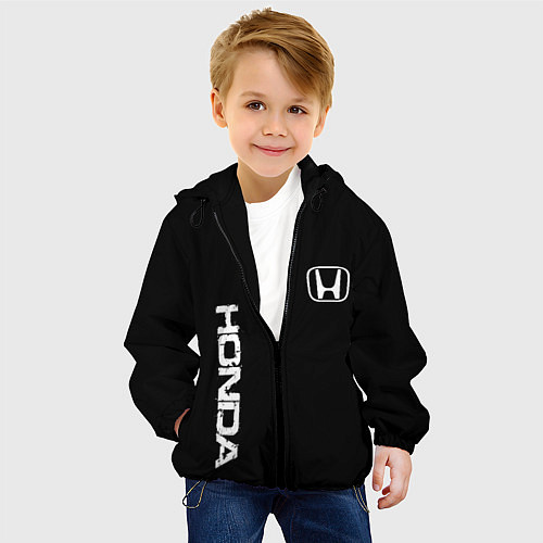 Детская куртка Honda white logo auto / 3D-Черный – фото 4