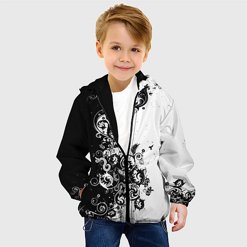 Детская куртка Чёрно белый стильный узор / 3D-Черный – фото 4