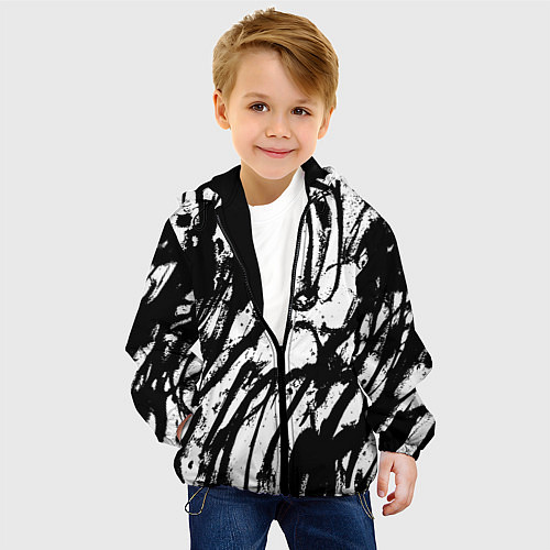 Детская куртка Чёрно-белая абстракция: нейросеть / 3D-Черный – фото 4