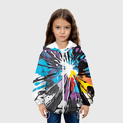 Куртка с капюшоном детская Кляксы краски - абстракция, цвет: 3D-белый — фото 2