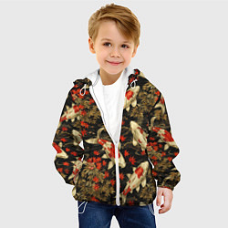 Куртка с капюшоном детская Карпы кои и кленовые листья, цвет: 3D-белый — фото 2