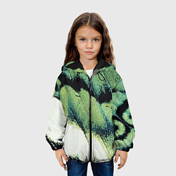 Куртка с капюшоном детская Зелено-черные пятна на светлом, цвет: 3D-черный — фото 2