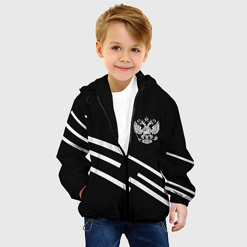 Детская куртка Россия геометрия спорт / 3D-Черный – фото 4